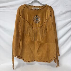 Vintage Tillman Women’s Fringe Shirt Natural Leather Color Size M